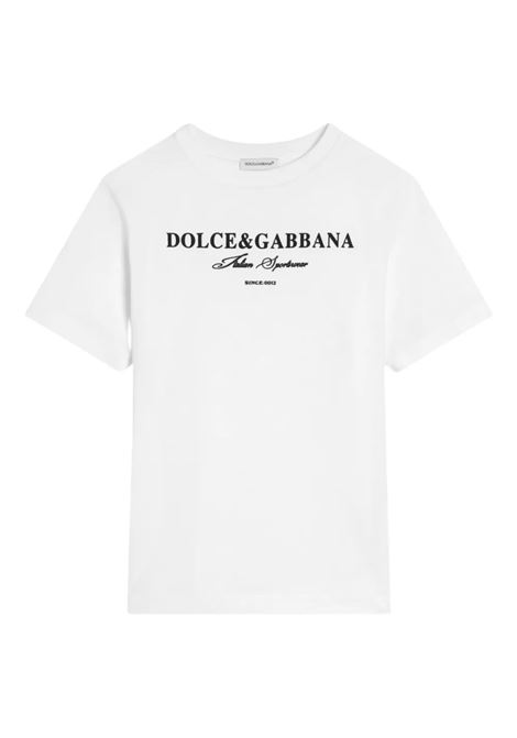 White T-Shirt with Dolce&Gabbana Logo DOLCE & GABBANA KIDS | L4JTHU-G7PBNW0800